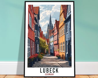 Lubeck Travel Print Germany Home Decoration Lubeck German City Wall Art Gift Wall Hanging Art Lover Germany Artwork Lubeck Travel Poster