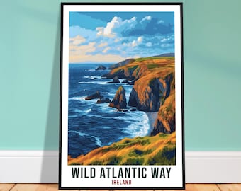 Wild Atlantic Way Travel Print Ireland Home Decoration Wall Art Gift Wall Hanging Art Lover Irish Artwork Wild Atlantic Way Travel Poster
