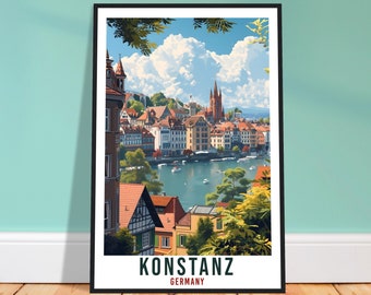 Konstanz Travel Print Germany Home Decoration Konstanz German Wall Art Gift Wall Hanging Art Lover Germany Artwork Konstanz Travel Poster