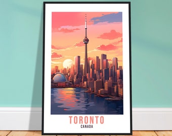 Toronto Travel Print Wall Art Toronto Canada Wall Hanging Home Decoration Toronto Sunset Gift Cityscape Wall Art Print Toronto Canada Poster