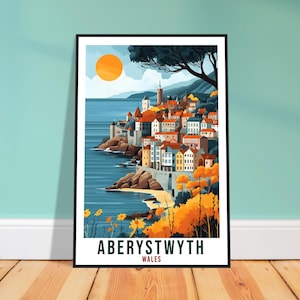 Aberystwyth Travel Print Wales Home Decor Aberystwyth Wall Art Gift Wall Hanging Art Lover Aberystwyth Wales Artwork Travel Poster UK Art