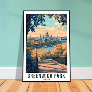 Greenwich Park Londyn Podróż Wydruk Anglia Wystrój domu Londyn Sztuka ścienna Prezent Wisząca na ścianie Miłośnik sztuki Greenwich Park Anglia Dzieło sztuki Plakat Wielka Brytania