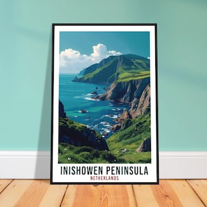 Inishowen-schiereiland reisafdruk Ierland woondecoratie muurkunst cadeau muur hangende kunstliefhebber Ierse kunstwerken Ierland Inishowen-reisposter