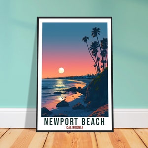 Newport Beach Travel Print California Home Decor US City Wall Art Gift Wall Hanging Art Lover Newport Beach Artwork California Travel Poster