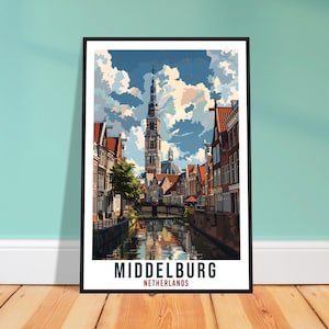 Middelburg Reise Print Holland Wandkunst Wandbehang Home Décor Middelburg Geschenk Kunstliebhaber Niederländisches Kunstwerk Geschenk Die Niederlande Reiseplakat