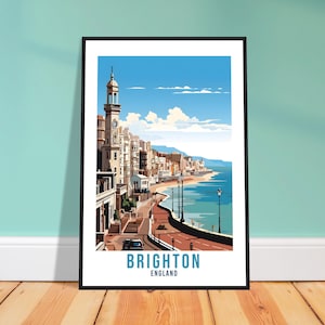 Brighton Travel Print Brighton Seaside Home Decor Coastal Landscape England Nature Wall Hanging Brighton Artwork Gift Brighton Travel Poster