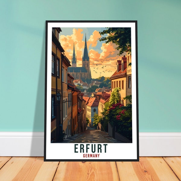 Erfurt Travel Print Germany Home Decoration Erfurt German City Wall Art Gift Wall Hanging Art Lover Germany Artwork Erfurt Travel Poster