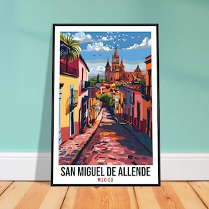 Impresión de viaje de San Miguel de Allende, México, arte de pared de México, colgante de pared, decoración del hogar, regalo, obra de arte de México, póster de viaje mexicano