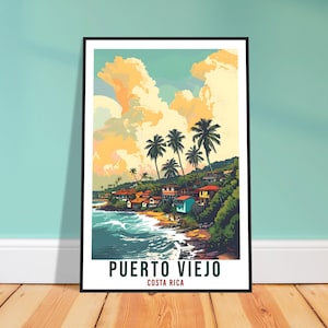 Puerto Viejo Costa Rica reizen print muur kunst muur opknoping interieur Puerto Viejo cadeau artwork reizen kunst Costa Rica stad reizen poster