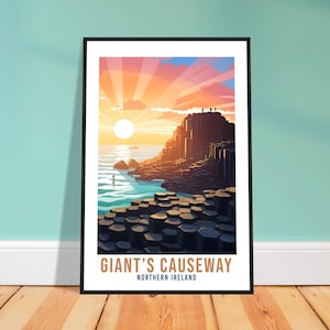 Giant&#39;s Causeway Travel Print Northern Ireland Seaside Coastal Landscape Wall Artwork Giant&#39;s Causeway Artwork Gift Causeway Coast Poster