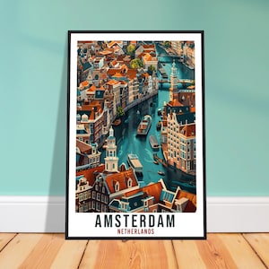 Amsterdam Canals Travel Print Holland Wall Art Wall Hanging Home Décor Amsterdam Gift Gift Dutch Artwork Gift The Netherlands Travel Poster