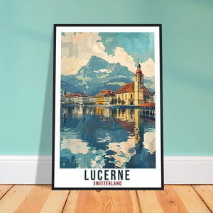 Lucerne Travel Print Swiss Wall Art Wall Hanging Home Living Décor Lucerne Gift Art Lovers Gift Switzerland Artwork Gift Swiss Travel Poster