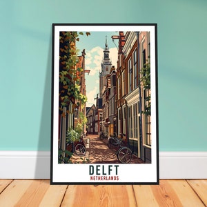 Delft Travel Print Holland Wall Art Wall Hanging Home Décor Delft Gift Art Lovers Gift Dutch Artwork Gift The Netherlands Travel Poster