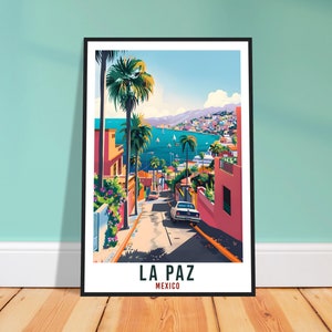 Impresión de viaje a La Paz, México, arte de pared de México, colgante de pared, decoración del hogar, regalo de La Paz, México, obra de arte emblemática, regalo, póster de viaje a Sudamérica