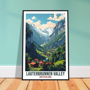 Lauterbrunnen Valley Travel Print Swiss Wall Art Hanging Décor Lauterbrunnen Gift Art Lovers Switzerland Artwork Gift Swiss Travel Poster