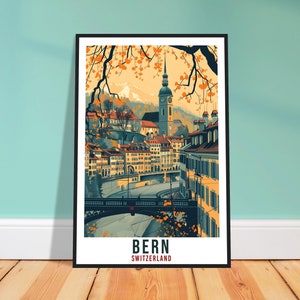 Berna Suiza Impresión de viaje Arte de pared Colgante de pared Decoración del hogar Berna Regalo para amantes del arte Regalo de obras de arte de Suiza Póster de viaje suizo