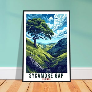Sycamore Gap Travel Print English Wall Art Home Decor Wall Hanging Travel Art Gift Sycamore Gap Travel Poster Crag Lough Artwork Art Lover