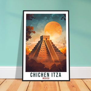 Chichen Itza Mexico Travel Print Mexico Wall Art Wall Hanging Home Décor Chichen Itza Mexico Landmark Artwork South America Travel Poster