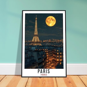 Paris Reise Print Eiffelturm Bei Nacht Wohnkultur Paris Wandkunst Geschenk Wandbehang Kunstliebhaber Paris Frankreich Kunstwerk Reiseposter Reisekunst