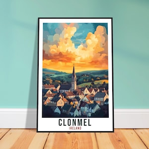 Impression voyage Clonmel Irlande décoration d&#39;intérieur Tipperary cadeau d&#39;art mural Tenture murale amateur d&#39;art Clonmel oeuvre d&#39;art irlandaise affiche de voyage voyage Irlande