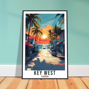 Key West Travel Print Florida United States Home Decor Wall Art Gift Wall Hanging Art Lover Florida Keys American Artwork Travel Poster USA