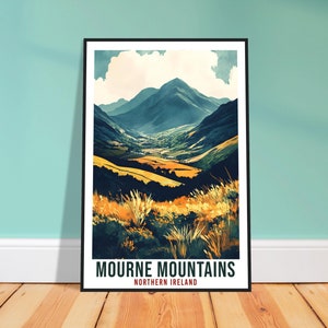 Mourne Mountains Travel Print Northern Ireland Decor PLACE Wall Art Wall Hanging Art Lover Irish Artwork Travel Poster The Mournes Irish Art