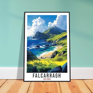 Impression voyage Falcarragh, Irlande, décoration d&#39;intérieur, art mural du Donegal, cadeau, tenture murale, oeuvre d&#39;art irlandaise Falcarragh, affiche de voyage, art de voyage en Irlande