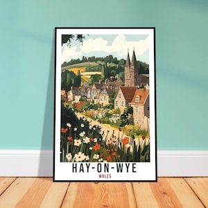 Hay-On-Wye Travel Print Wales Home Decor Hay-On-Wye Wall Art Wall Hanging Art Lover Wales Artwork Travel Poster Hay-On-Wye Travel Art Gift