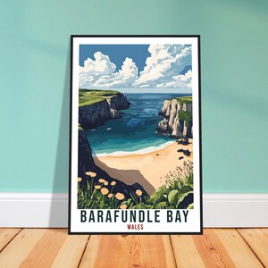 Barafundle Bay Travel Print Wales Home Decor Barafundle Bay Wall Art Wall Hanging Art Lover Wales Artwork Travel Poster Barafundle Bay Art