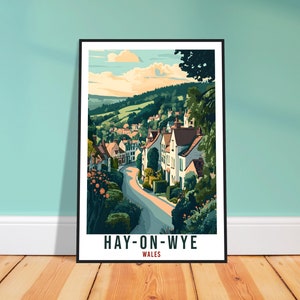 Hay-On-Wye Travel Print Wales Home Decor Hay-On-Wye Wall Art Wall Hanging Art Lover Wales Artwork Travel Poster Hay-On-Wye Travel Art Gift