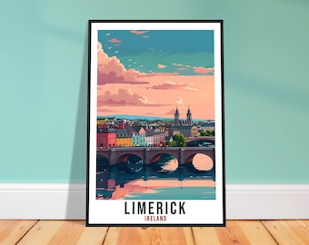 Limerick Travel Print – Illustrierte irische Kunst für den Flur, Diaspora Geschenk