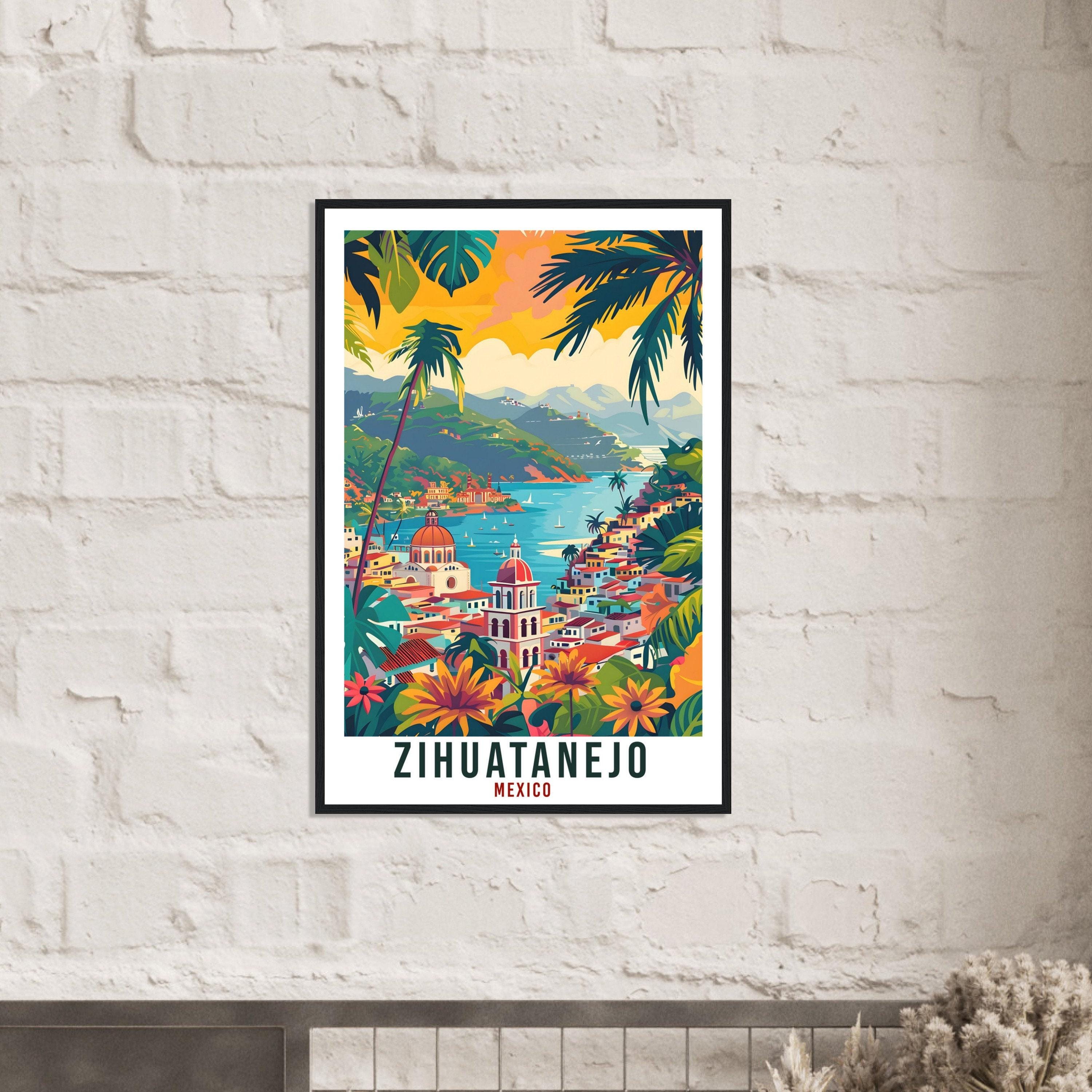 Zihuatanejo Travel Print – Vivid Mexican Wall Art for Dining Room