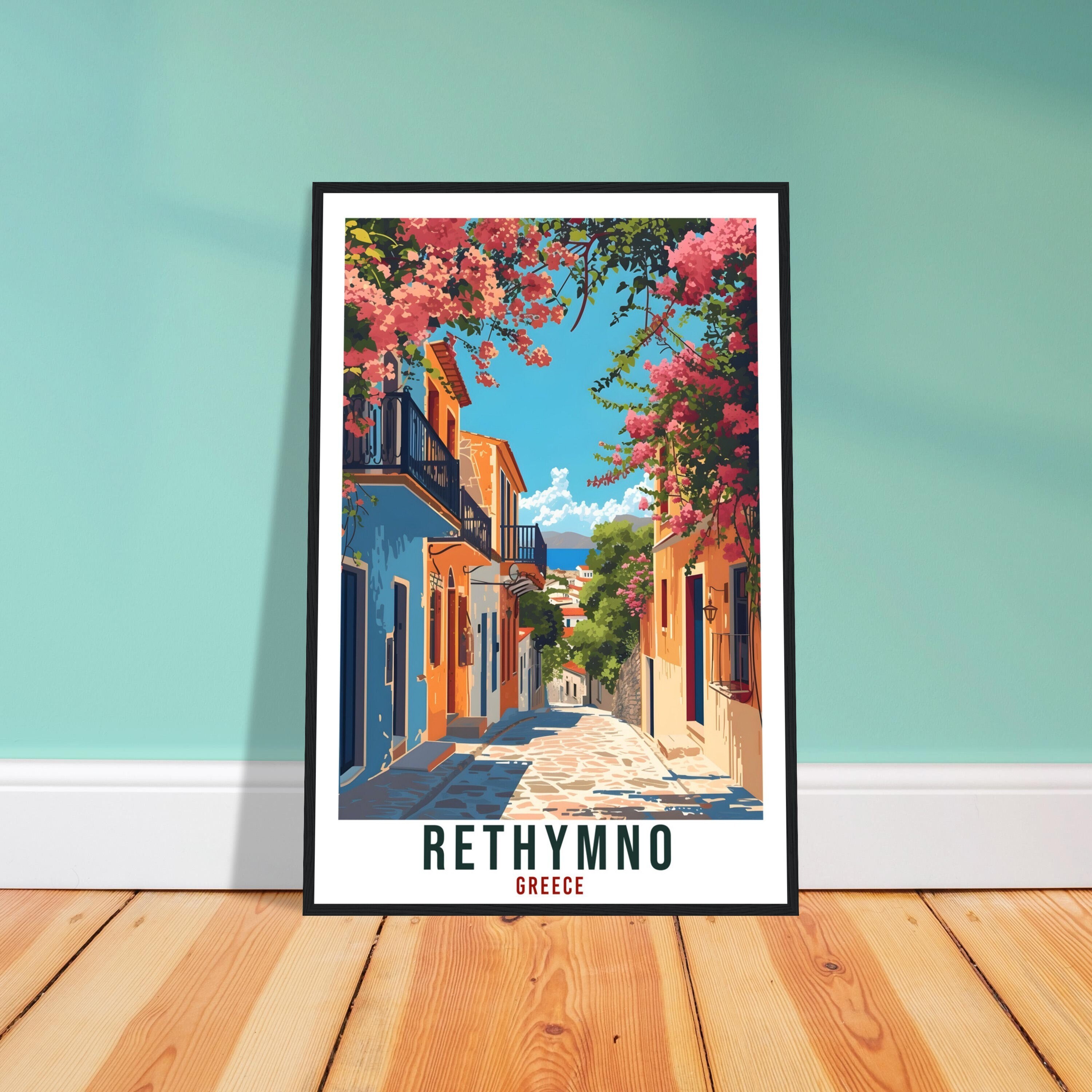 Affiche Vintage Crète Rethymno Sur Toile - Décoration Murale Style Voyage (50x75 Cm) - 10