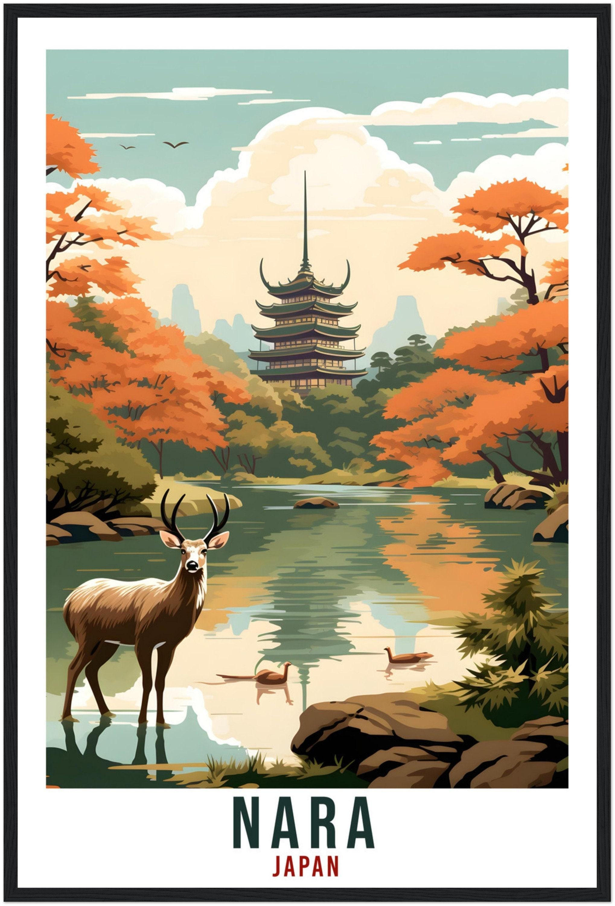 Nara Travel Print – Illustrated Japanese Wall Art for Gallery Wall