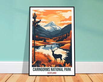 Cairngorms National Park Print - lebhafte schottische Wandkunst, Wandergeschenk