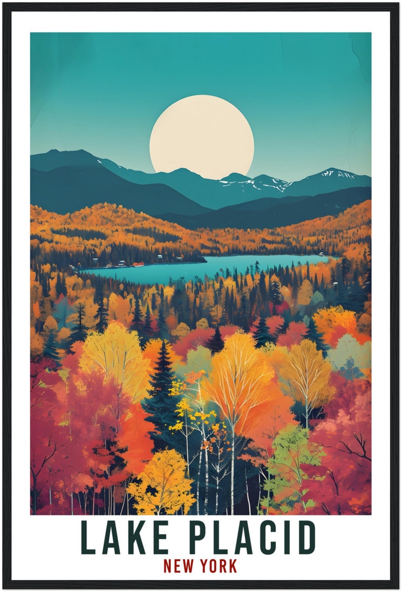 Lake Placid Travel Print New York Home Decoration USA City Wall Art