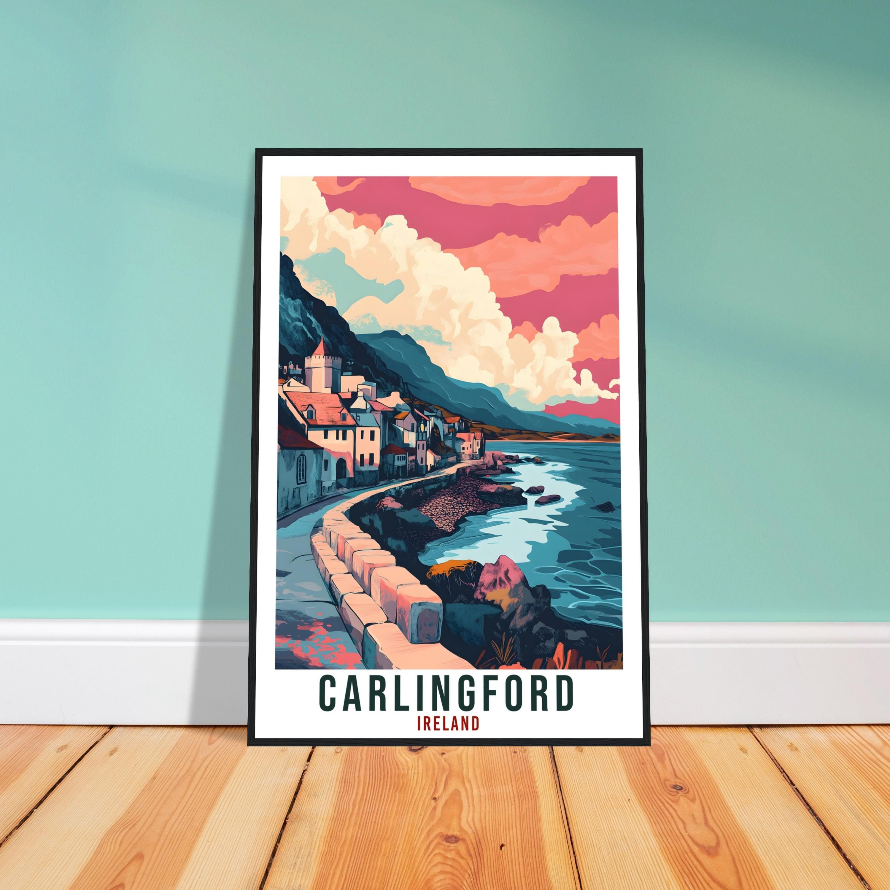 Carlingford Travel Print Irland Wohnkultur Carlingford Wandkunst Wandbehang Kunstliebhaber Irish Artwork Travel Poster Carlingford Irland Kunst