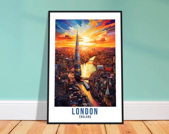 London Travel Print River Thames London Home Decor London Cityscape England Wall Hanging London Artwork Gift London Travel Poster Artwork