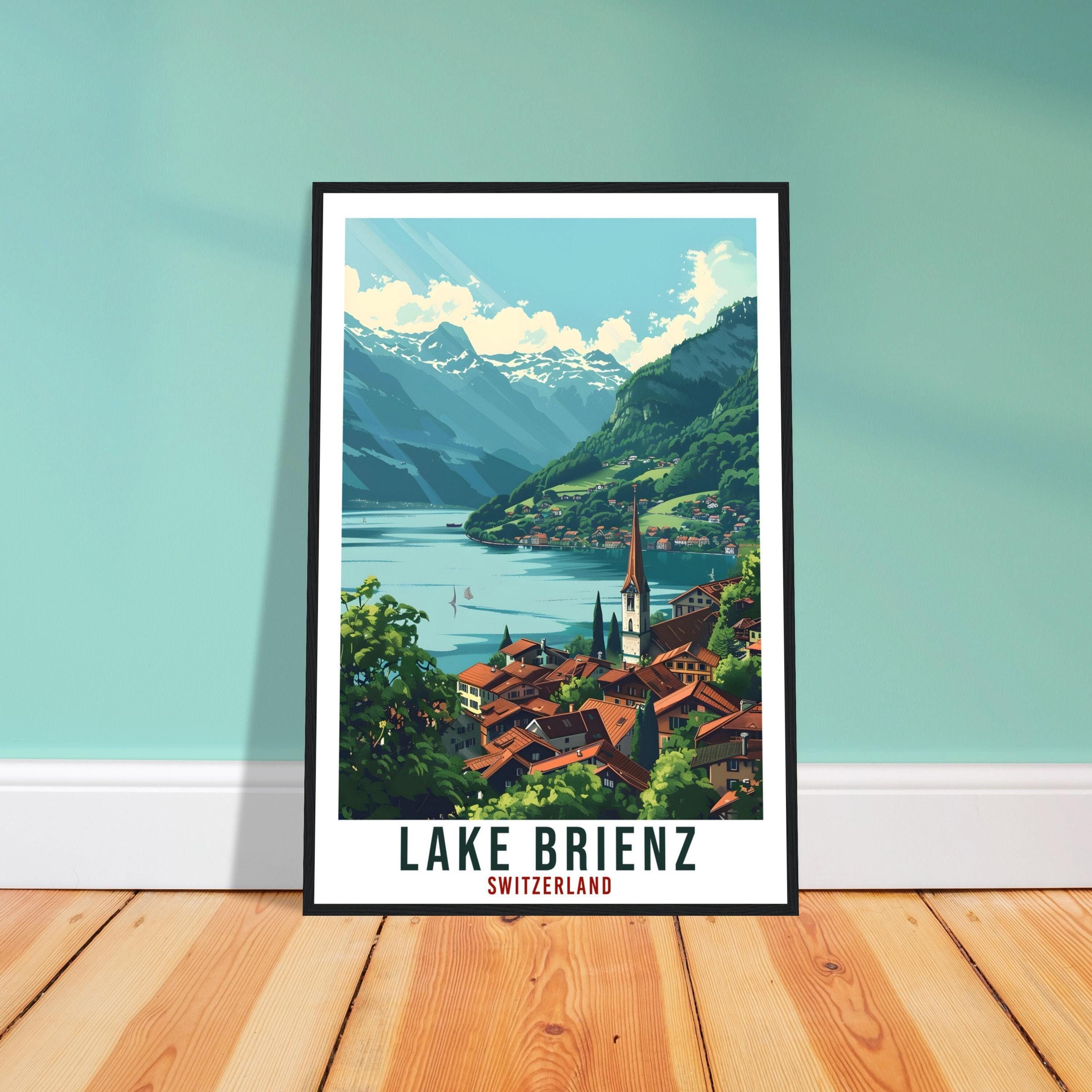 Lake Brienz Travel Print – Watercolour Swiss Wall Art for Gallery