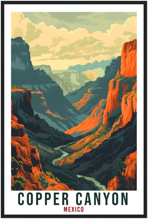 Copper Canyon Travel Print – Dramatic Mexican Landscape Wall Art