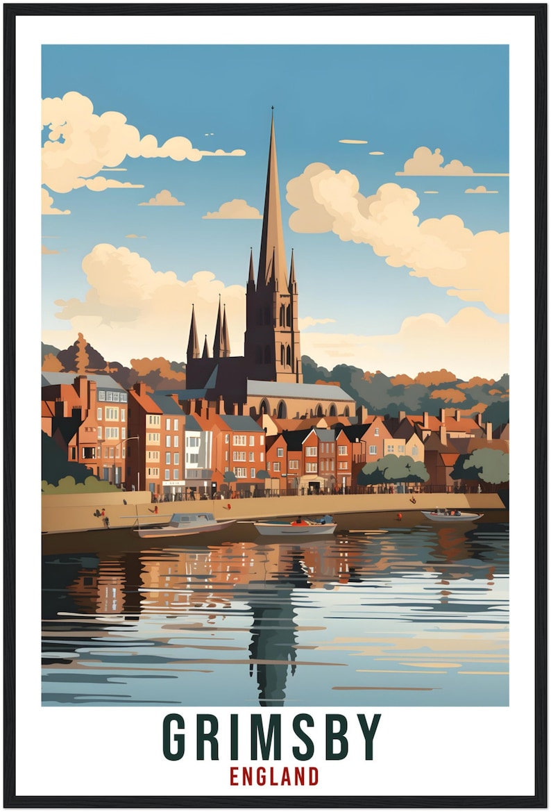 Grimsby Travel Print Wall Art Wall Hanging Home Living Décor Grimsby Gift Art Lovers Gift UK