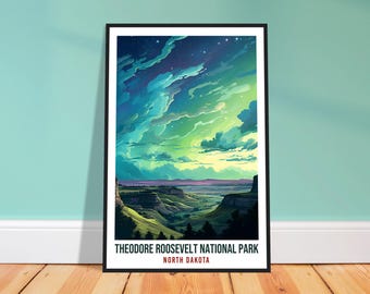 North Dakota Travel Print – Scenic American Wall Art for Living Room, Adventure Gift
