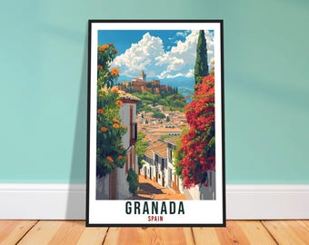 Impressão de viagem a Granada – Arte de parede espanhola artística para galeria, presente de herança.