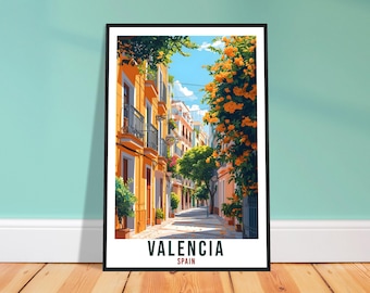 Valencia Travel Print – Vivid Spanish Wall Art for Living Room, Skyline Gift
