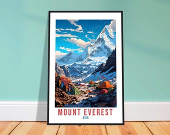 Stampa da viaggio del Monte Everest – Spettacolare opera d'arte himalayana da appendere al muro, regalo per gli amanti dell'avventura