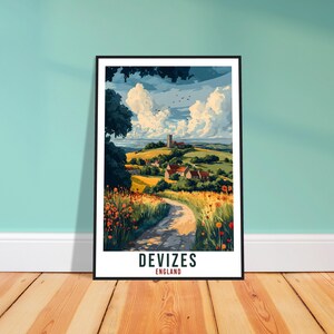 Lámina de viaje de Devizes: arte mural inglés clásico para pared de galería, regalo cultural.