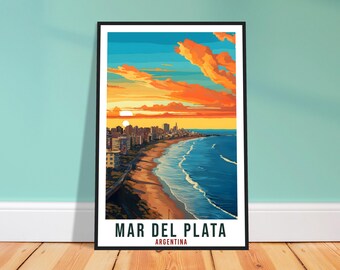 Lámina de viaje de Mar del Plata – Arte mural paisajístico argentino, recuerdo costero
