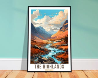 Stampa di viaggio delle Highlands scozzesi - Paesaggio montano da parete per corridoio, regalo naturalistico con vista panoramica
