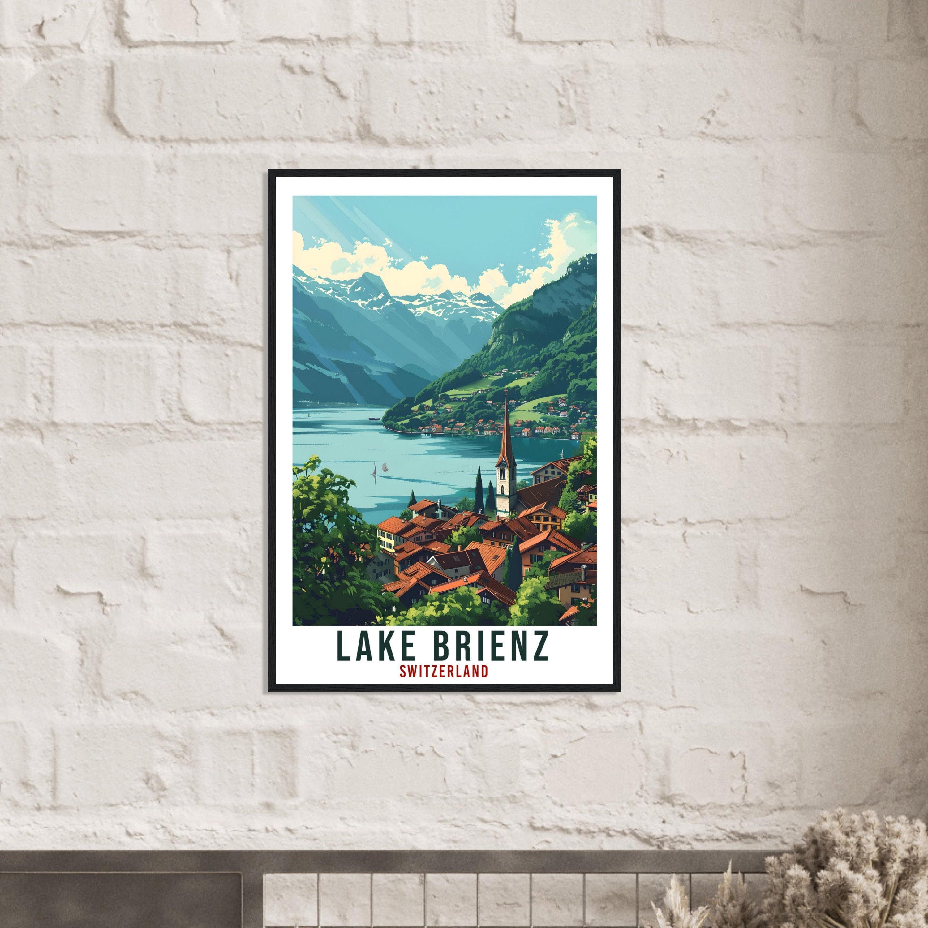 Lake Brienz Travel Print – Watercolour Swiss Wall Art for Gallery