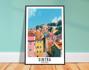 Sintra Travel Print – Akwarela portugalska do galerii ściennej, pamiątka dziedzictwa